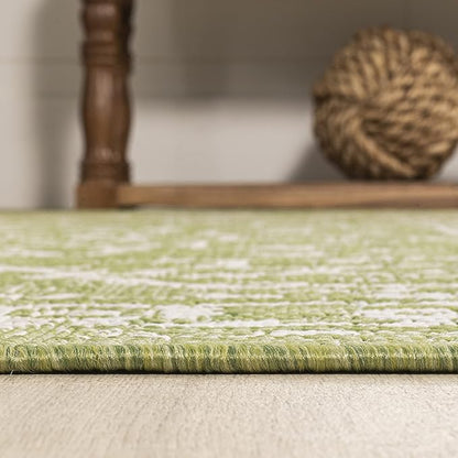 JONATHAN Y Boho Medallion Indoor Outdoor Area Rug 9X12 Green/Cream, Malta Textured Weave for Backyard, Patio, Porch, Easy-Cleaning, High Traffic, Pet-Friendly, Non-Shedding (SMB104D-9)