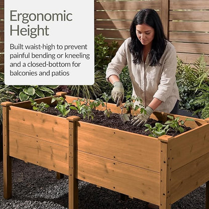 Best Choice Products 72" x 24" x 30" Raised Garden Bed with Extra Deep 16" Depth, Elevated Wood Planter Box Stand for Backyard, Patio, Balcony, Natural Fir Wood - Acorn Brown