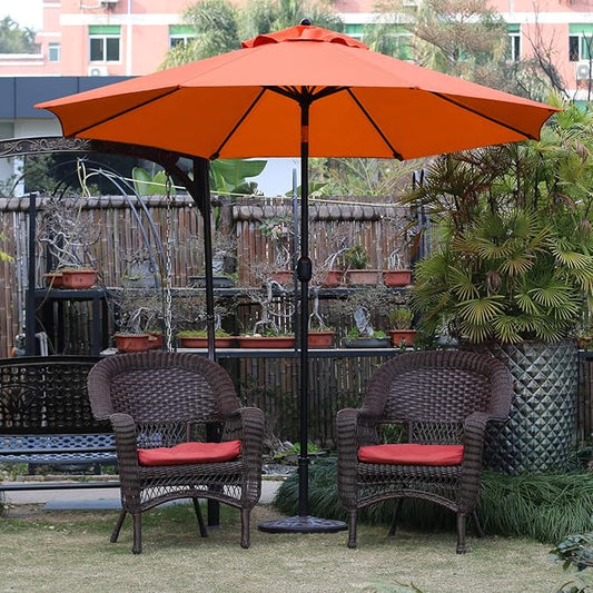 Sunnyglade 9Ft Patio Umbrella Outdoor Table Umbrella with 8 Sturdy Ribs (Orange)