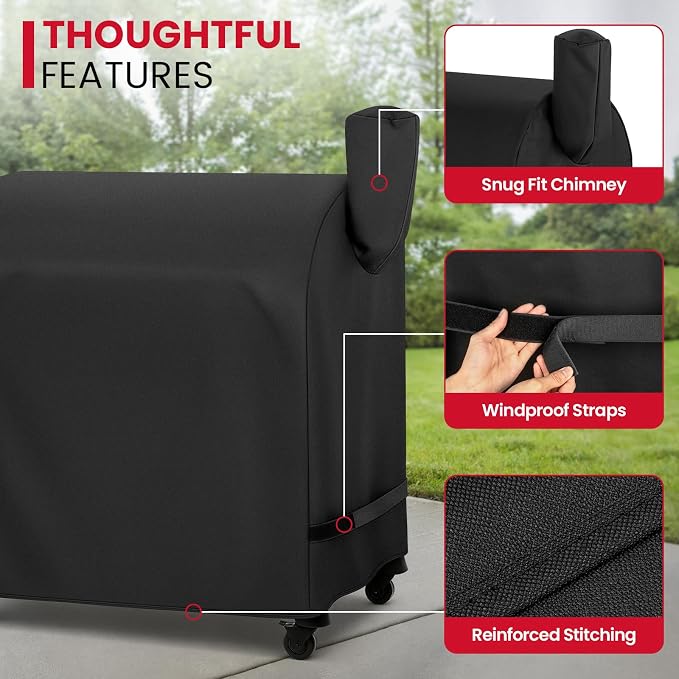Unicook Grill Cover Compatible with Traeger Pro 34 Series, Texas Elite 34, Century 34, and Pro 780 Pellet Grills, Heavy Duty Waterproof Full-Length Outdoor BBQ Smoker Cover, All-Season Protection