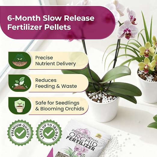 Orchid Fertilizer Pellets 13-11-11 Slow Release | Orchid Plant Food for Orchids | Orchid Fertilizer for Seedlings & Mature Plants | Multi-Purpose Blend & Gardening Supplies 5.2 oz Resealable Packaging
