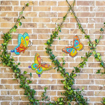J-Fly Metal Butterfly Wall Decorations Garden Decor Room Decor, Lawn Ornaments Ladybugs Live- 3 Pieces, Outdoor Garden Yard Decor for Home and Office Christmas Decoration Gifts