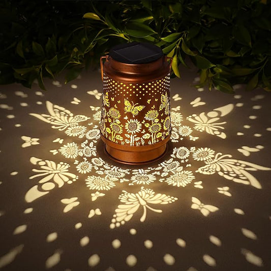 Solar Lanterns Outdoor Waterproof Garden Decor, Metal LED Garden Light Birthday Gifts for Women mom Christmas Gifts for Yard, Patio, Lawn, Tabletop, Pathway, Landscape,Walkway, Terrace(Butterfly)