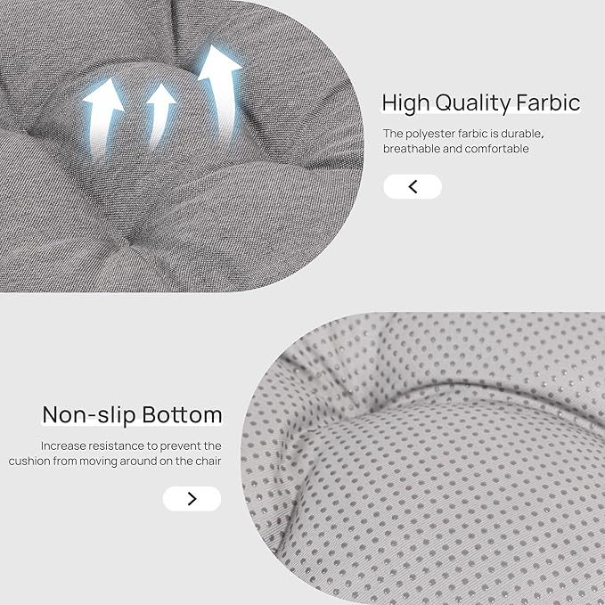 Love's cabin Memory Foam Chair Cushions Set of 4, 15.5"x15.5"x3.5" Indoor & Outdoor Seat Pads for Dining, Kitchen, Office, Patio Chairs - Grey