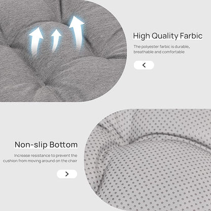 Love's cabin Memory Foam Chair Cushions Set of 4, 15.5"x15.5"x3.5" Indoor & Outdoor Seat Pads for Dining, Kitchen, Office, Patio Chairs - Grey