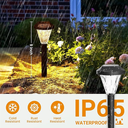 GIGALUMI 12 Pack Solar Lights Outdoor Waterproof, Outdoor Solar Lights for Yard, Solar Garden Lights, Yard Decorations Outdoor for Pathway, Patio, Garden, Driveway, Lawn, and Landscape(Warm White)