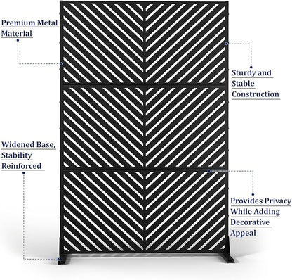 Outdoor Privacy Screen,72" H×47" W Metal Privacy Screen, Freestanding Privacy Fence Panels for Patio