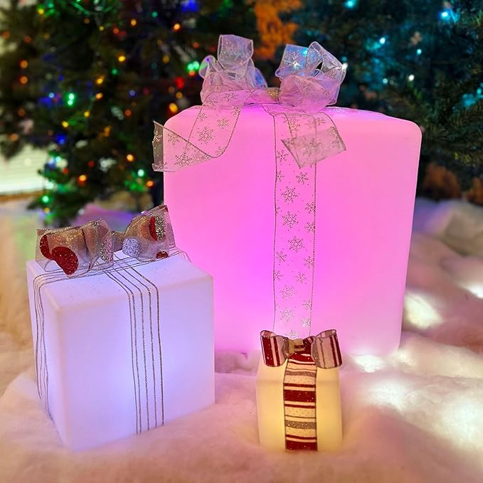Novelty Lights 4 Inch RGB Cube Rechargeable Night Light, Waterproof Mood Lighting with Remote Control, Color-Changing Glow Cube for Indoor/Outdoor Use