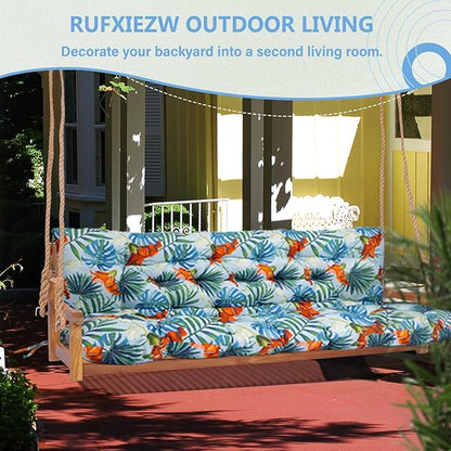2/3 Seater Swing Replacement Cushion, Waterproof Porch Swing Cushions with Backrest, Thickened Bench Cushions for Outdoor Furniture, for Outdoor Patio Swing (Summer, 40 * 40 in)