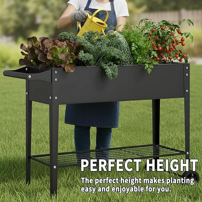 Elevate 32" Tall Raised Garden Bed with Wheel,Planter Box for Backyard,Outdoor Garden, Patio, Balcony, 400lb Capacity,Black