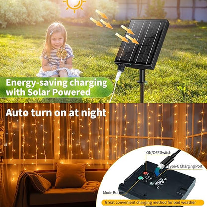 Solar Icicle Lights Outdoor Waterproof - 82Ft 660LED Solar Powered Icicle Christmas Lights for Outside with Remote, Warm White LED Icicle String Lights Great for Wedding Party Porch Yard Decor