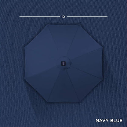 Best Choice Products 10ft Solar Polyester LED Lighted Patio Umbrella w/Tilt Adjustment and UV-Resistant Fabric - Navy Blue