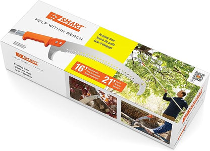 14-Inch Lightweight Manual Pruning Saw with 21-Foot Extension Pole – Tree Pruner & Pole Saw Blade with Sharpened Hook Ends – Tree Trimming Saw, Branch Cutter, Garden Tool