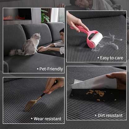 OHSIO Sectional Couch Covers, Wear Resistant Stretch Sofa Covers Washable Soft Couch Cushion Covers Anti Slip Furniture Protector Sofa Slipcovers for Pets (1 Piece Chair Cover, Dark Gray)