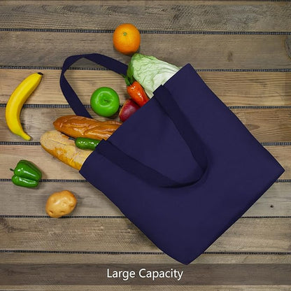 TOPDesign 6-Pack Canvas Tote Bags with Magnetic Snap, Reusable Grocery Shopping Bags, DIY Your Creative Designs
