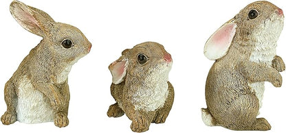 Design Toscano QM92008 Bunny Den Rabbits Indoor/Outdoor Set of Three Garden Animal Statues, 5 Inches Tall, Handcast Polyresin, Full Color Finish
