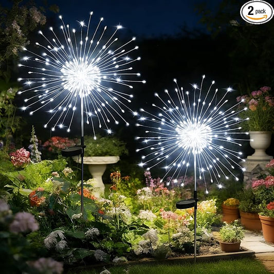 HPUFKOT Solar Garden Lights Outdoor,Waterproof Garden, 2PC 200 LED Twinkling Firework Lights Decorative with 8 Modes,Decor for Yard Patio Pathway Lawn for Yard Outside Fairy Decorative