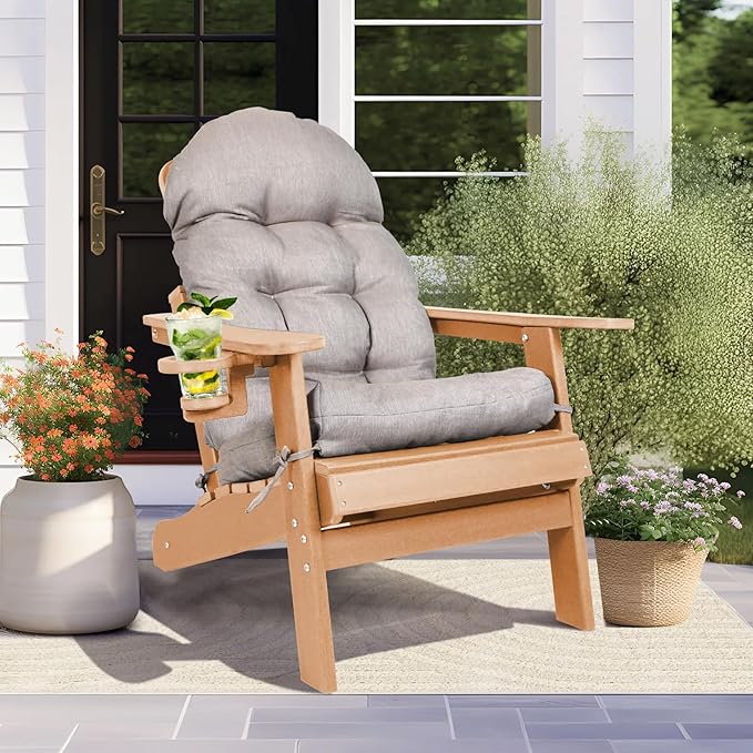 Adirondack Chair Cushion, Outdoor Rocking Chair Water Resistant Glider Rocker Chairs Replacement Cushions Set with Straps, 44''L x 19''W x 4''H