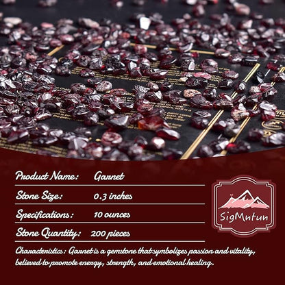 Polished Garnet Crystal Chips 200 Pcs - 0.3" 10 oz Tumbled Stone Chips Crushed Sea Glass Stones Healing Reiki Crystal Jewelry Making Home Decoration