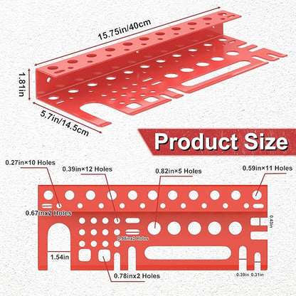Metal Screwdriver Organizer, Wall Mount Plier Organizer Hammer Holder, Hand Tool Storage Rack for Garage Workshop Workbench(Red, 1PC)