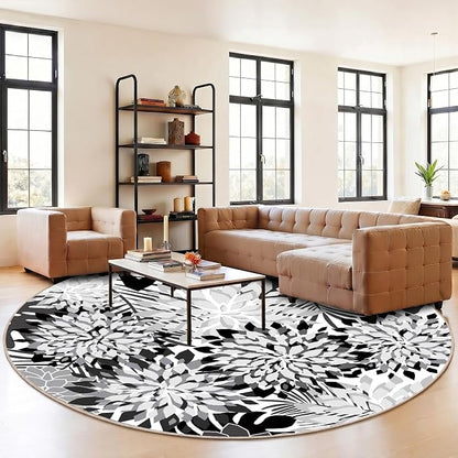 ZonLi Colorful Outdoor Rug 6x6Ft Waterproof Multicolored Indoor Area Rug Washable Outdoor Patio Rugs Tropical Floral Non Slip Outdoor Carpet for Living Room, Pool,Backyard,Deck,Camping