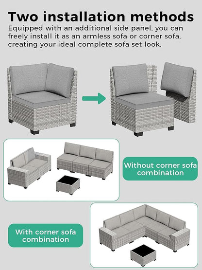 13 Piece Outdoor Wicker Rattan Sectional Sofa Set with Swivel Chairs & Fire Pit Table, 9-Seats with 4" Thickened Cushions & Coffee Table, All-Weather PE Rattan for Garden, Backyard, Porch, Grey