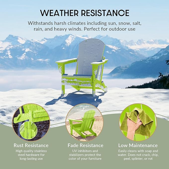 WestinTrends Malibu Malibu Outdoor Folding Poly Adirondack Chair (Set of 8), Lime