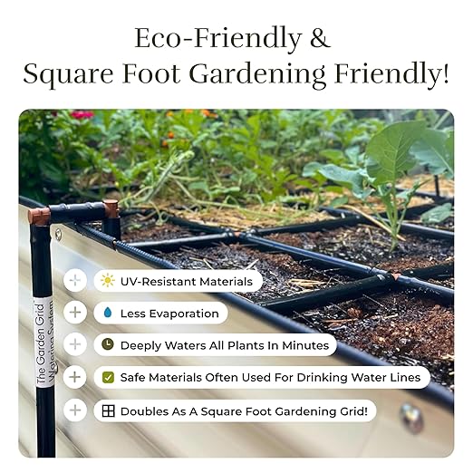 Garden Grid Watering System, 2x4 Cornerless | Drip Irrigation System for Garden Beds - But Better | Pre-Assembled, Waters Every Plant | Ideal for Beds w/Corner Posts or Curved Ends | 22.5"x44"