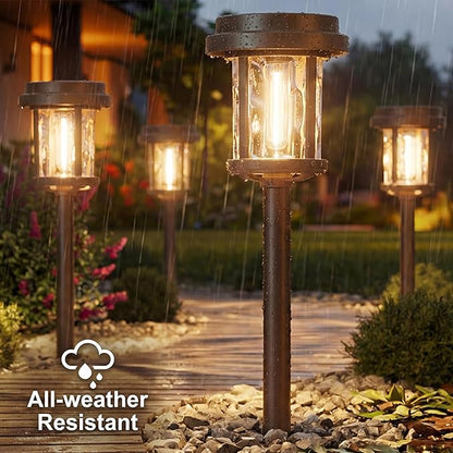 XMCOSY+ Solar Pathway Lights, Dual-Tone Solar Lights Outdoor Waterproof IP65, 20 LM LED Bright Glass Outside Light for Garden Path Yard Walkway Driveway (‎Black & Brown)