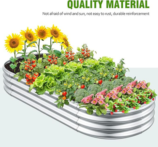 Galvanized Steel Raised Garden Bed – Outdoor Planter Box for Root Vegetables, Herbs & Flowers, Large Metal Garden Beds for Backyards, Terraces and Balconies (2, 8 x 3 x 1 FT)
