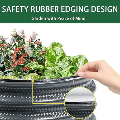 2 pcs 2×2×1 ft Round Metal Raised Garden Bed, Light Green Galvanized Outdoor Planter Box for Vegetables, Fruits, Flowers & Herbs
