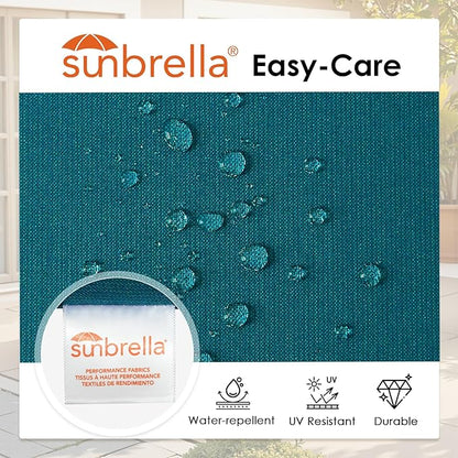 Outdoor Sunbrella Cushions for Patio Furniture Set of 2, 24"x24" Water Repellent Chair Cushions Removable Seat Bottom & Back Cushion Covers for Chair, Sofa, Couch, Spectrum Peacock