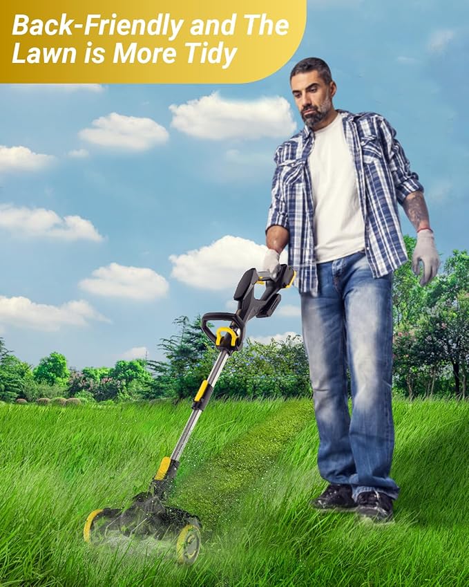 Cordless Weed Wacker with Brushless Motor, 20V 5.2Ah Battery Powered Weed Wacker with Blade, 3 in 1 Brush Cutter/Lawn Edger/Mower (One 5.2Ah Battery and Charger)