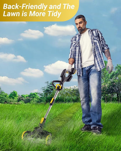 Cordless Weed Wacker with Brushless Motor, 20V 5.2Ah Battery Powered Weed Wacker with Blade, 3 in 1 Brush Cutter/Lawn Edger/Mower (One 5.2Ah Battery and Charger)
