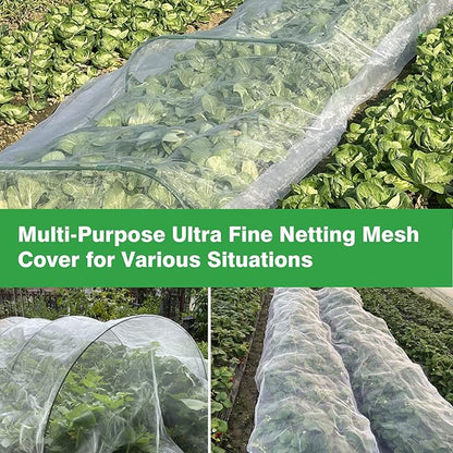 Garden Mesh Netting 10'x33' Plants Covers Ultra Fine Bug Cover Keep Trees Vegetables Fruits from Cicada Mosquito Netting for Patio Crops Flowers Protection Cicada Insect Net (White)
