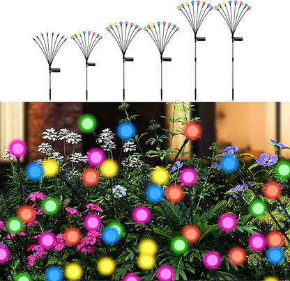 Solar Firefly Lights Multicolor, 6 Pack 800mAh Swaying Firefly Garden Lights Solar Powered Outdoor Waterproof Color Changing for Outside Yard Patio Lawn Pathway Walkway Stake Christmas Decor