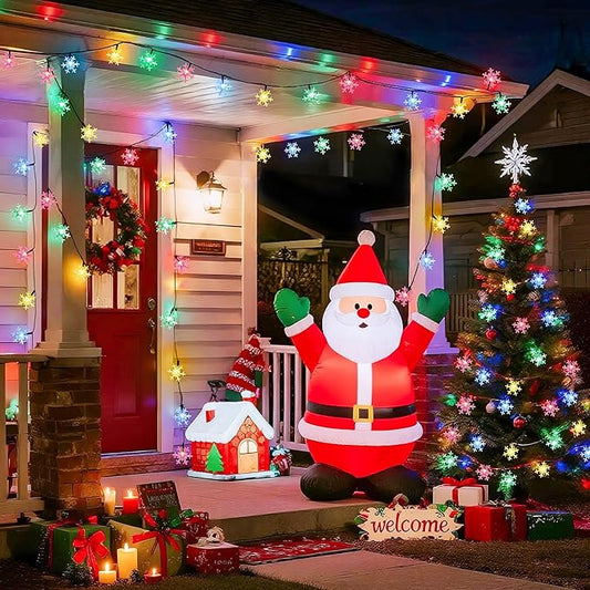 JMEXSUSS Solar Snowflake Lights Outdoor Waterproof, 30.6FT 50 LED Solar String Lights, 8 Modes Christmas Light for Outside Garden Patio Yard Decorations