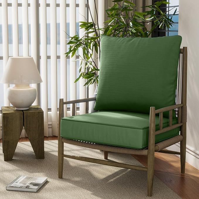 24" x 24" x 6" Outdoor Deep Seat Cushions Set - 2 Set Waterproof & Fade Resistant Patio Furniture Replacement Cushions, Non-Slip Outdoor Cushions Fit Loveseats, Couches, Chairs, and Sofas.