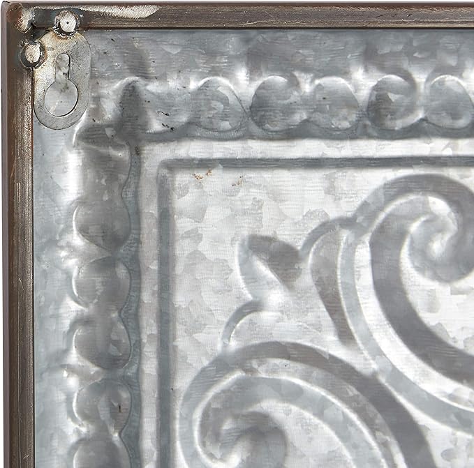 Deco 79 Metal Scroll Home Wall Decor Wall Sculpture with Embossed Details, Wall Art 36" x 2" x 36", Gray