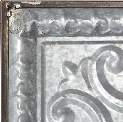 Deco 79 Metal Scroll Home Wall Decor Wall Sculpture with Embossed Details, Wall Art 36" x 2" x 36", Gray
