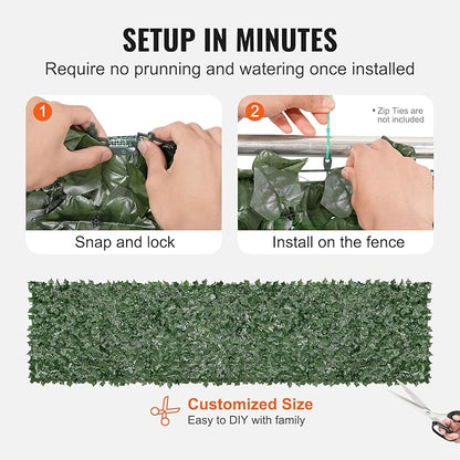 VEVOR Artificial Ivy Privacy Fence Screen, 39 x 158 in Faux Ivy Vine Leaf Hedges Fence, Greenery Privacy Fence with Mesh Cloth Backing, Green Wall Decoration for Outdoor Garden, Yard, Balcony