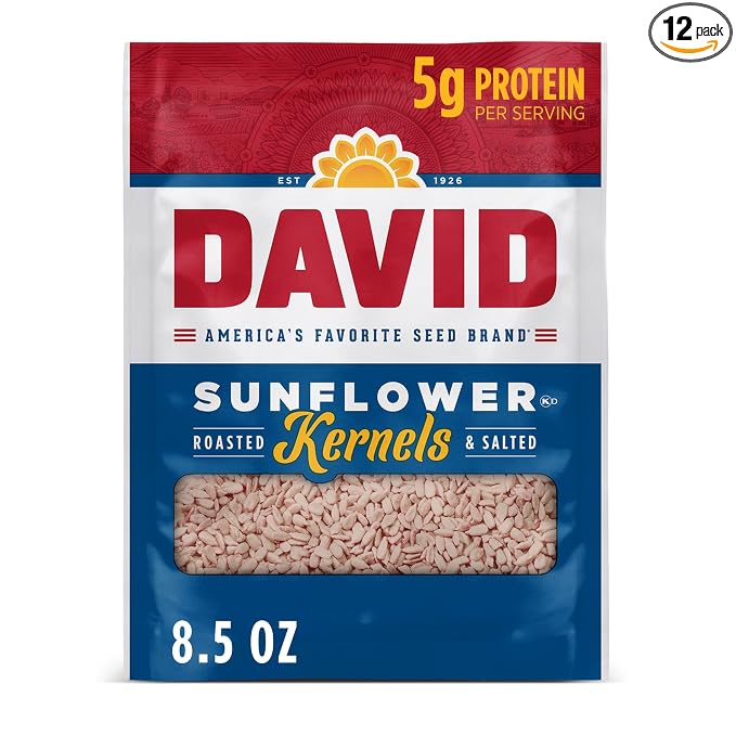 DAVID Sunflower Kernels, Original Flavor, 8.5 oz. (Pack of 12)