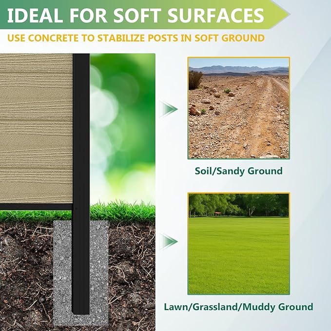 Mondaria Privacy Fence for Outside, 6Ft(W) Outdoor Privacy Panels with 7.6Ft In-ground Post, Wood Plastic Composite Fencing for Patio, Backyard, Garden and Swimming Pool (Ancient Wood with 1 Post)