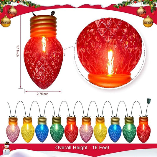 16Ft Jumbo LED Multicolor Christmas String Lights Outdoor with 10 LED Strawberry Bulb, Connectable Hanging String Lights for Indoor Home Outdoor Porch Patio Eave Xmas Trees Roofline Decorations