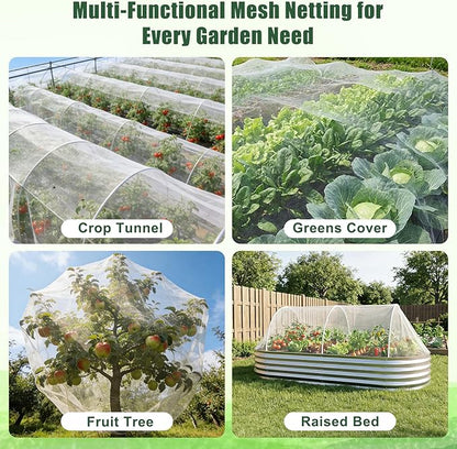 FEED GARDEN Garden Netting 8x33FT Ultra-Fine Mesh PE Cover for Vegetables Fruits Garden Row Cover Raised Bed Durable Protection from Birds Animals