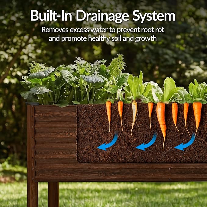 Best Choice Products 72x24x30in Non Toxic Galvanized Raised Garden Bed, Metal Elevated Planter Box, Vegetable Garden, 100% Non Toxic Materials - Dark Brown Wood Grain