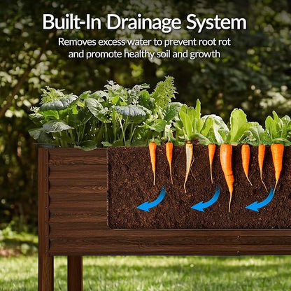 Best Choice Products 72x24x30in Non Toxic Galvanized Raised Garden Bed, Metal Elevated Planter Box, Vegetable Garden, 100% Non Toxic Materials - Dark Brown Wood Grain