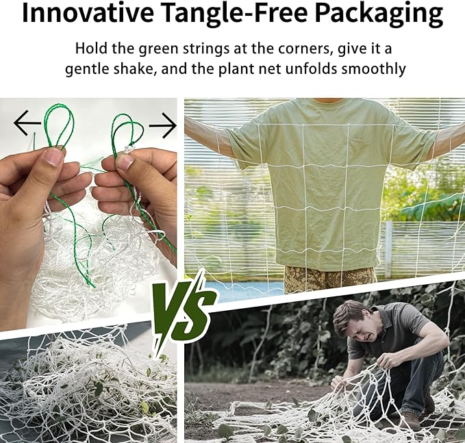 Mellbree Trellis Netting for Climbing Plants, 16.4x6.6FT 2Packs Heavy Duty Trellis Net for Climbing Plants Outdoor, Cucumber, Tomatoes, Peas, Vegetable and Vine