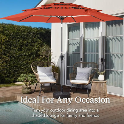 Best Choice Products 10ft 3-Tier Market Patio Umbrella, Outdoor Sun Shade with Tilt, Crank Lift, 8 Ribs for Backyard, Deck, Poolside – Rust