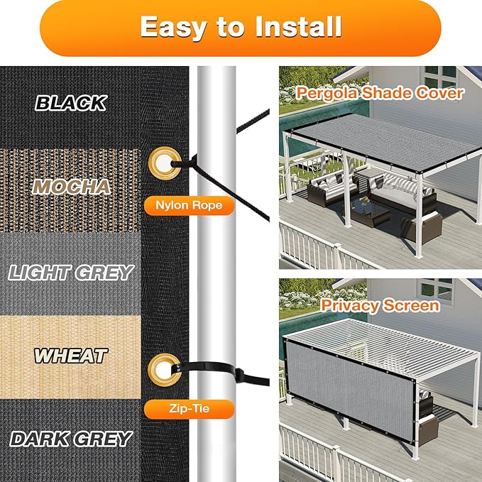Artpuch Outdoor Pergola Shade Cover 12x13 FT Sun Shade Cloth with Grommets Light Grey 90% UV Protection Canopy Patio Privacy Screen (Customized Available)